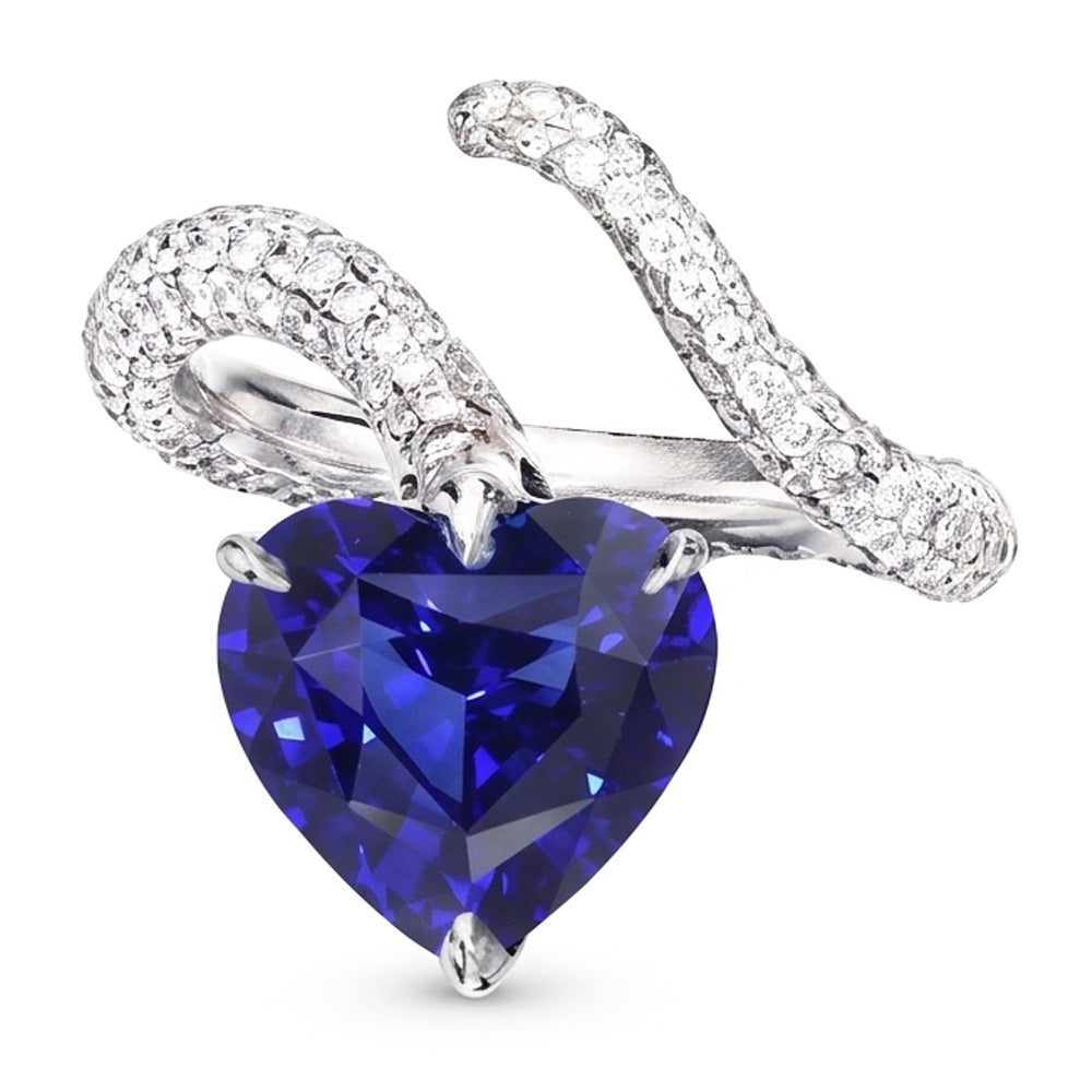 Natürlicher Diamant ( nicht im Labor gezüchtet ) Schmuck Herz Blauer Saphir Ring Twisted Style 5 Karat