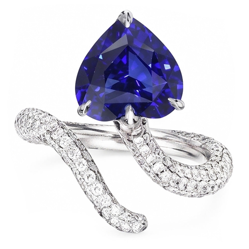 Natürlicher Diamant ( nicht im Labor gezüchtet ) Schmuck Herz Blauer Saphir Ring Twisted Style 5 Karat
