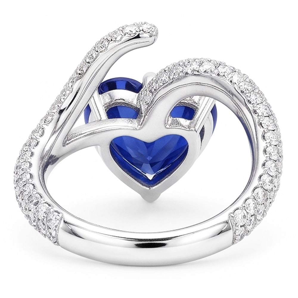 Natürlicher Diamant ( nicht im Labor gezüchtet ) Schmuck Herz Blauer Saphir Ring Twisted Style 5 Karat