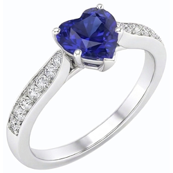 Natürlicher Diamant ( nicht im Labor gezüchtet ) Schmuck Herz Ceylon Saphir Ring 2,50 Karat Akzent