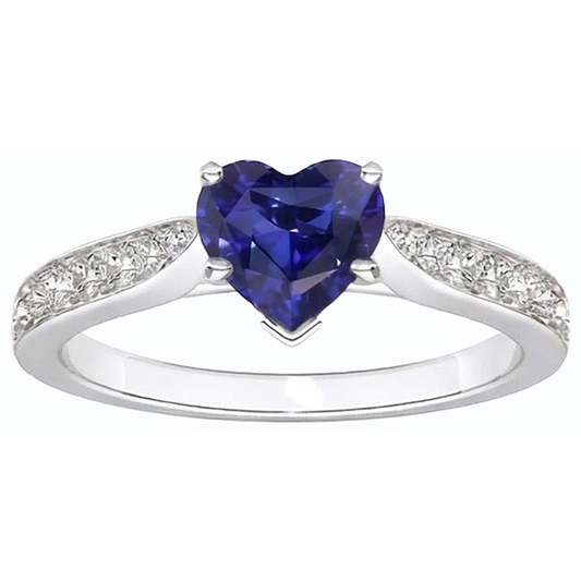 Natürlicher Diamant ( nicht im Labor gezüchtet ) Schmuck Herz Ceylon Saphir Ring 2,50 Karat Akzent