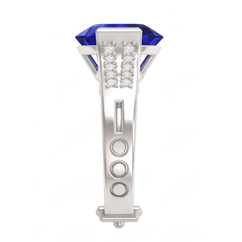 Natürlicher Diamant ( nicht im Labor gezüchtet )-Verlobungsring Heart Bar Set Blauer Saphir 2,50 Karat