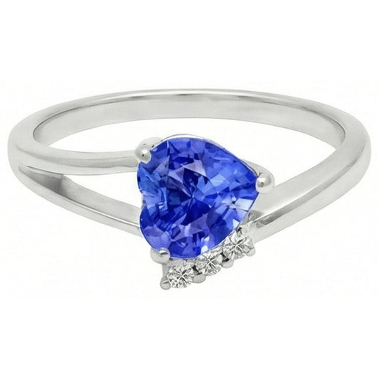Natürlicher Diamant ( nicht im Labor gezüchtet )-Verlobungsring Herz Hellblauer Saphir 2.25 Karat