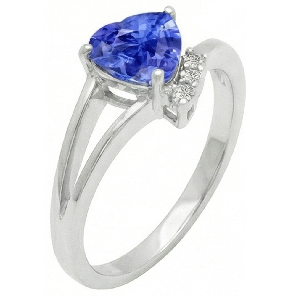 Natürlicher Diamant ( nicht im Labor gezüchtet )-Verlobungsring Herz Hellblauer Saphir 2.25 Karat