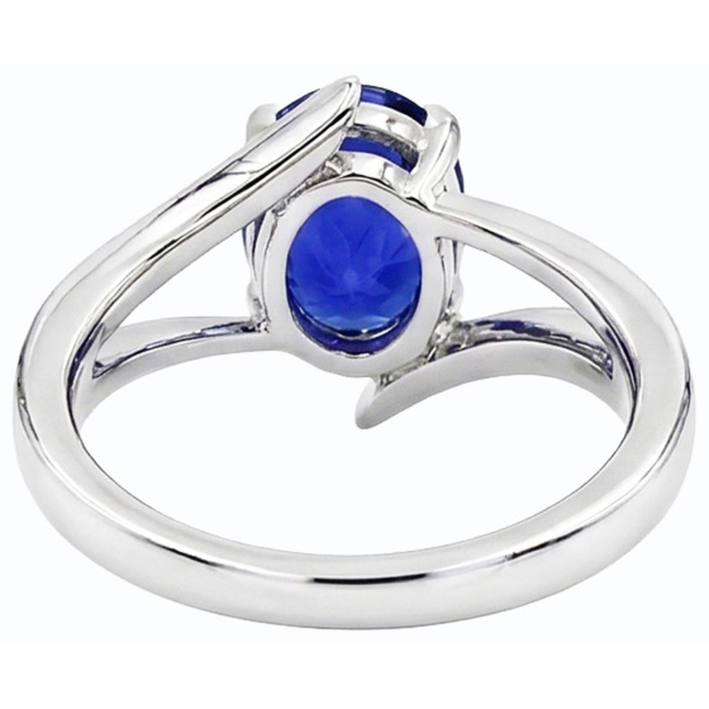 Natürlicher Diamant ( nicht im Labor gezüchtet )- und Saphir-Verlobungsring Oval Tension Style 2,50 Karat