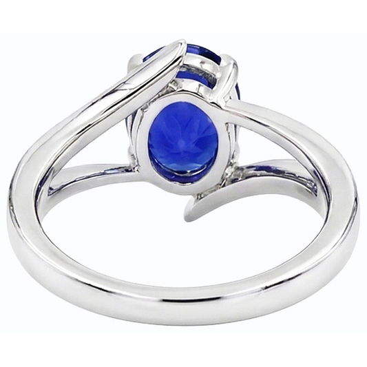 Natürlicher Diamant ( nicht im Labor gezüchtet )- und Saphir-Verlobungsring Oval Tension Style 2,50 Karat