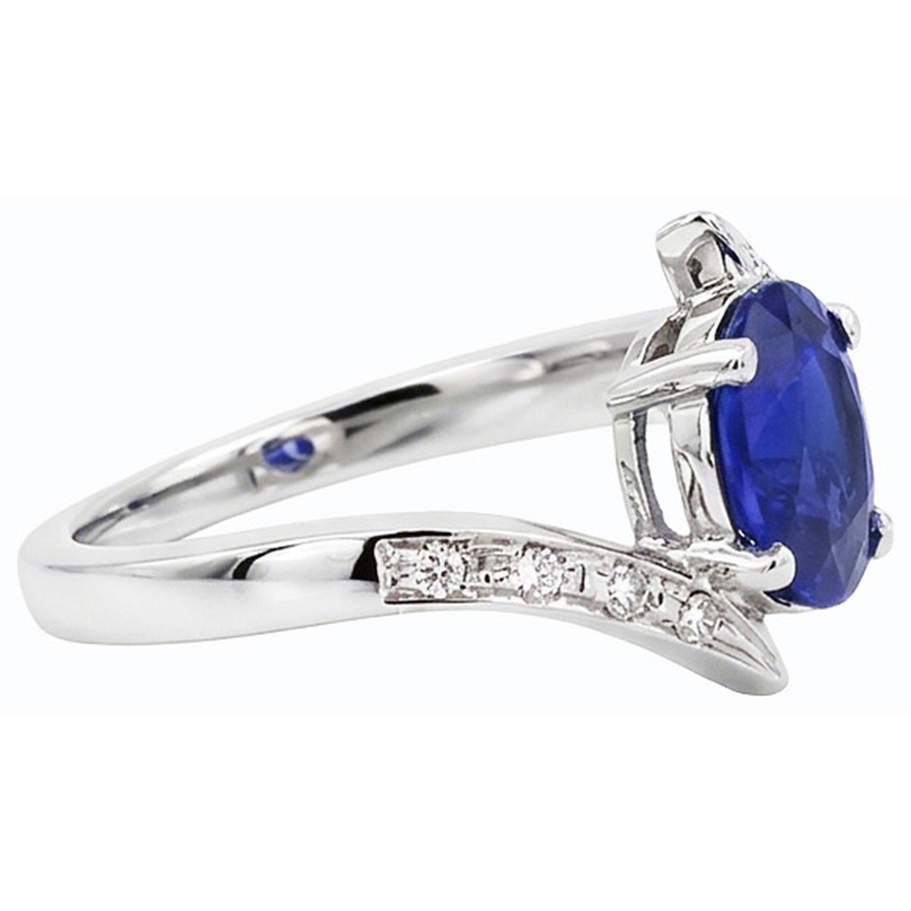 Natürlicher Diamant ( nicht im Labor gezüchtet )- und Saphir-Verlobungsring Oval Tension Style 2,50 Karat