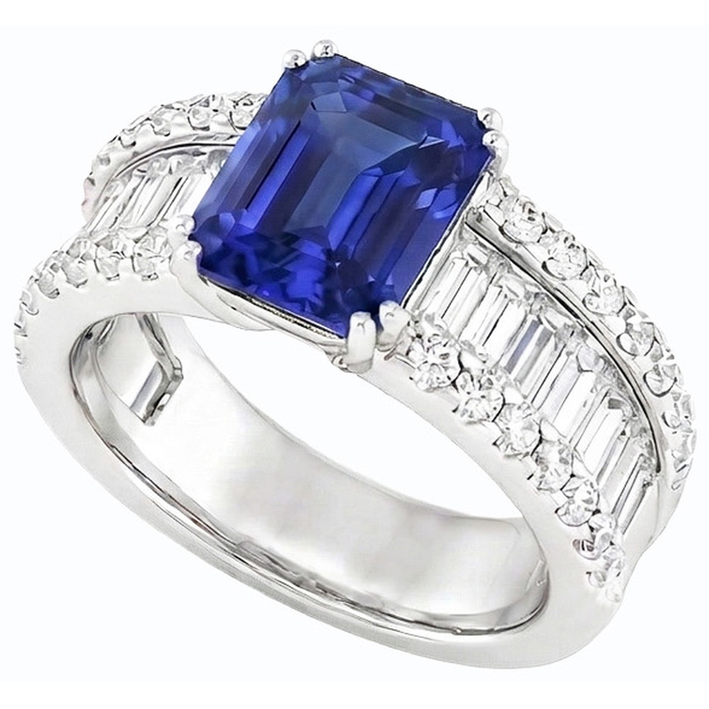 echter baguette diamant 3.50Karat ring Seitenansicht