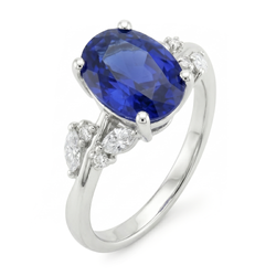 Natürlicher Diamant ( nicht im Labor gezüchtet )ring Oval Blauer Saphir Mit Marquise & Runden Steinen 4 Karat