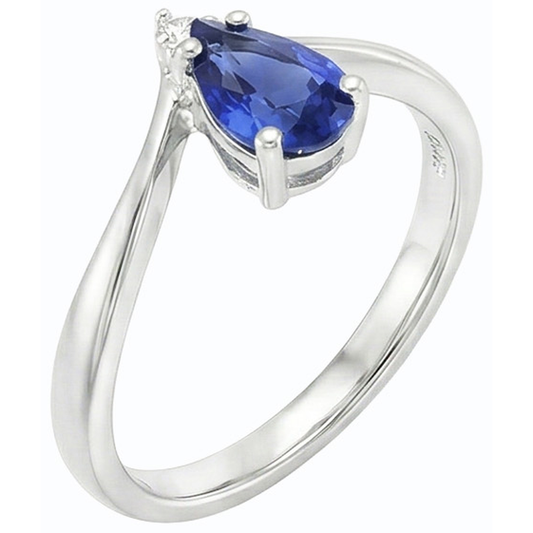 Natürlicher Diamant ( nicht im Labor gezüchtet )schmuck Birne Ceylon Saphir Jubiläumsring 1,25 Karat