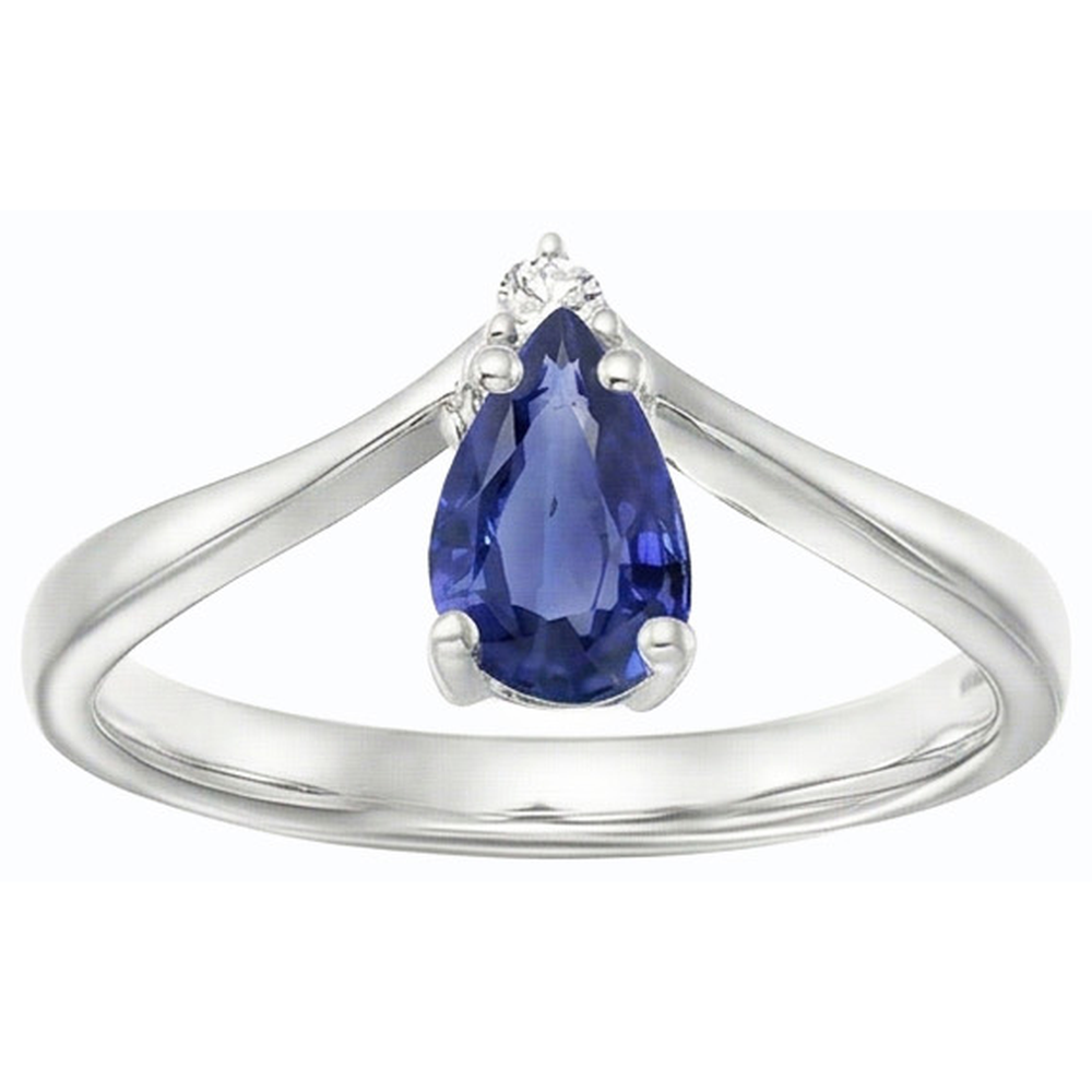 Natürlicher Diamant ( nicht im Labor gezüchtet )schmuck Birne Ceylon Saphir Jubiläumsring 1,25 Karat