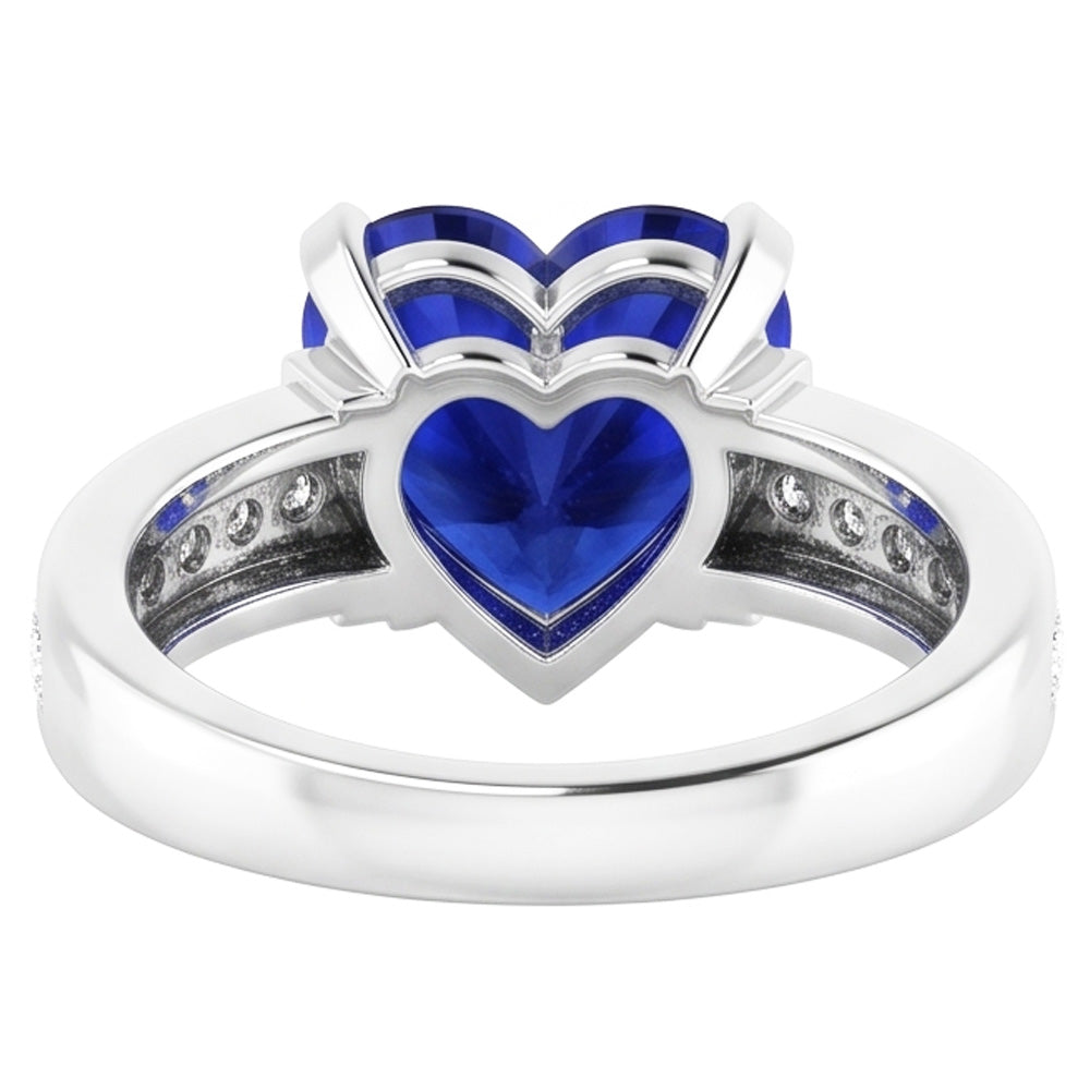 Natürlicher Diamant ( nicht im Labor gezüchtet )schmuck Herzförmiger Ceylon Saphir Ring 4 Karat Dicker Schaft