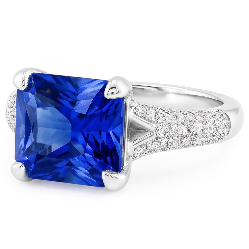Natürlicher Diamant ( nicht im Labor gezüchtet )schmuck Strahlender Saphirring Pave Split Shank 4 Karat