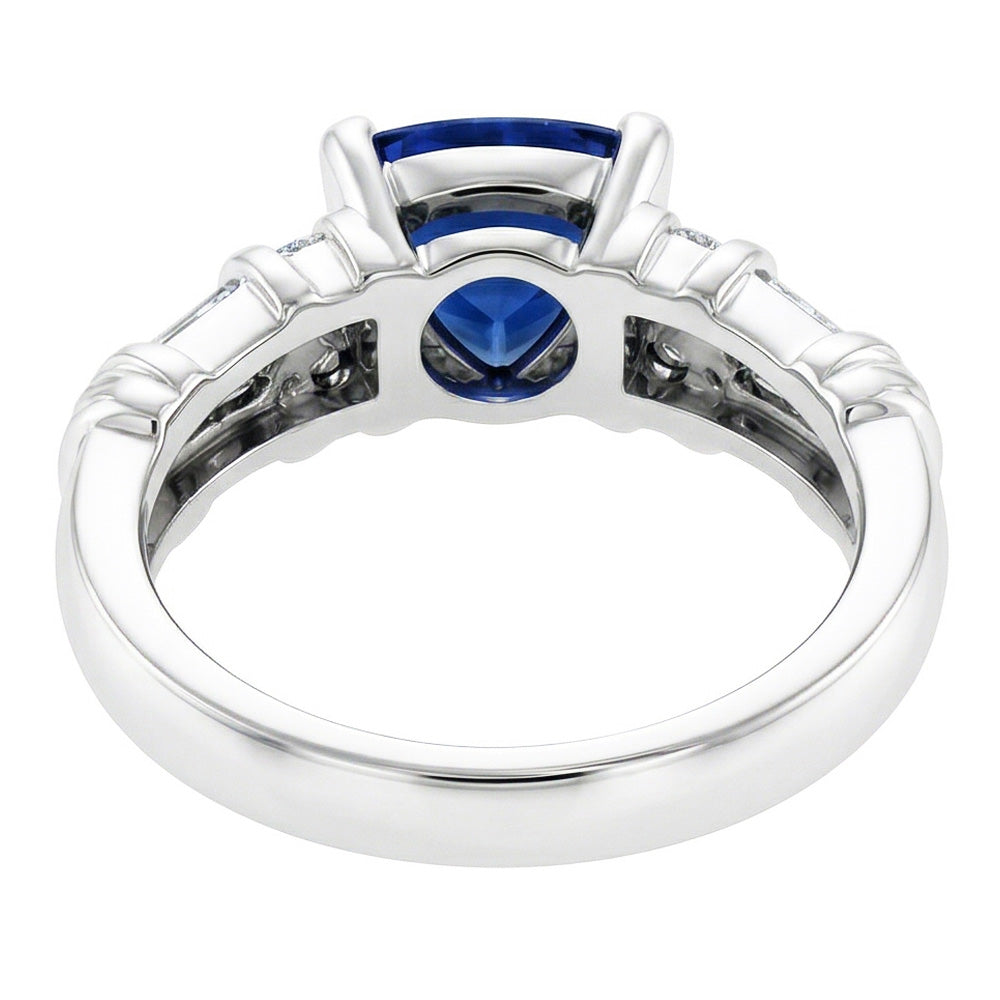 Natürlicher Diamant ( nicht im Labor gezüchtet )schmuck Trillion Saphir Ring 2 Karat 14K Weißgold