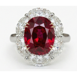 Natürlicher Ehering mit Rubin und Aus der Erde Abgebauter Natürlicher Diamant 5 Karat Gold 14K