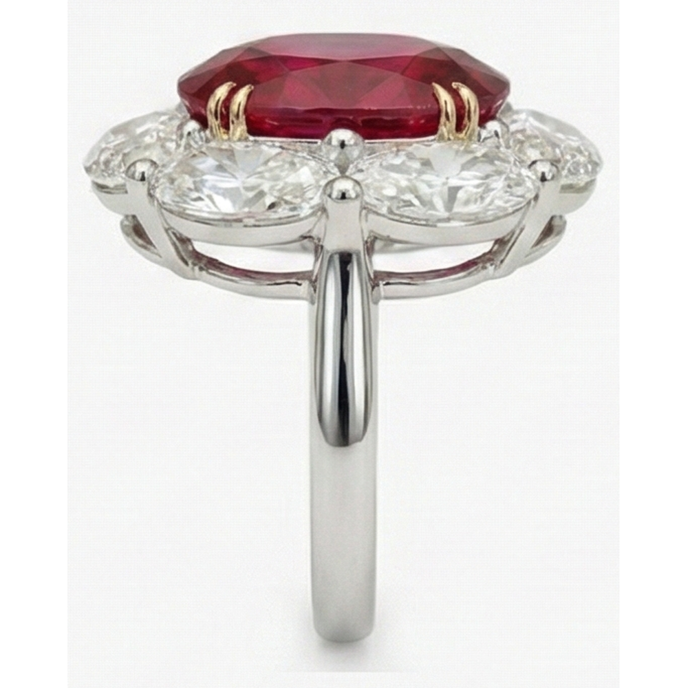 Natürlicher Ehering mit Rubin und Aus der Erde Abgebauter Natürlicher Diamant 5 Karat Gold 14K
