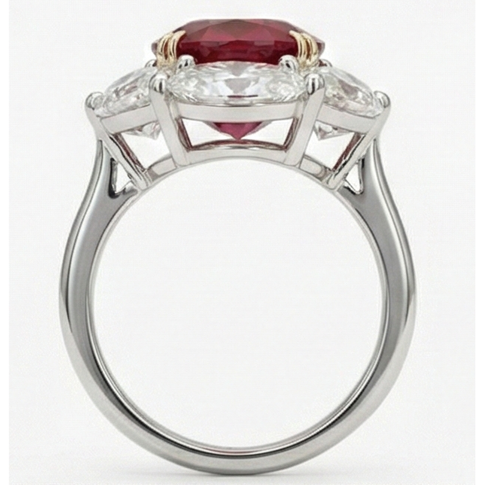 Natürlicher Ehering mit Rubin und Aus der Erde Abgebauter Natürlicher Diamant 5 Karat Gold 14K