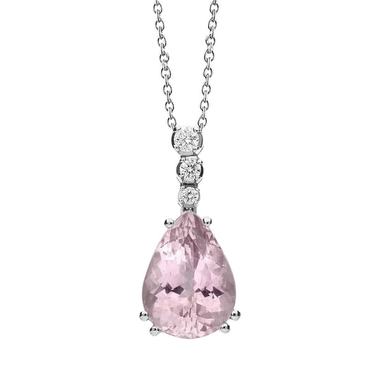 Natürlicher Kunzit mit Diamantanhänger