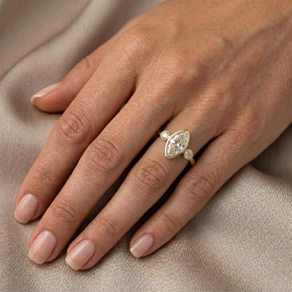 Natürlicher Rosen-Schliff Diamant Trilogie-Ring 2,25 Karat