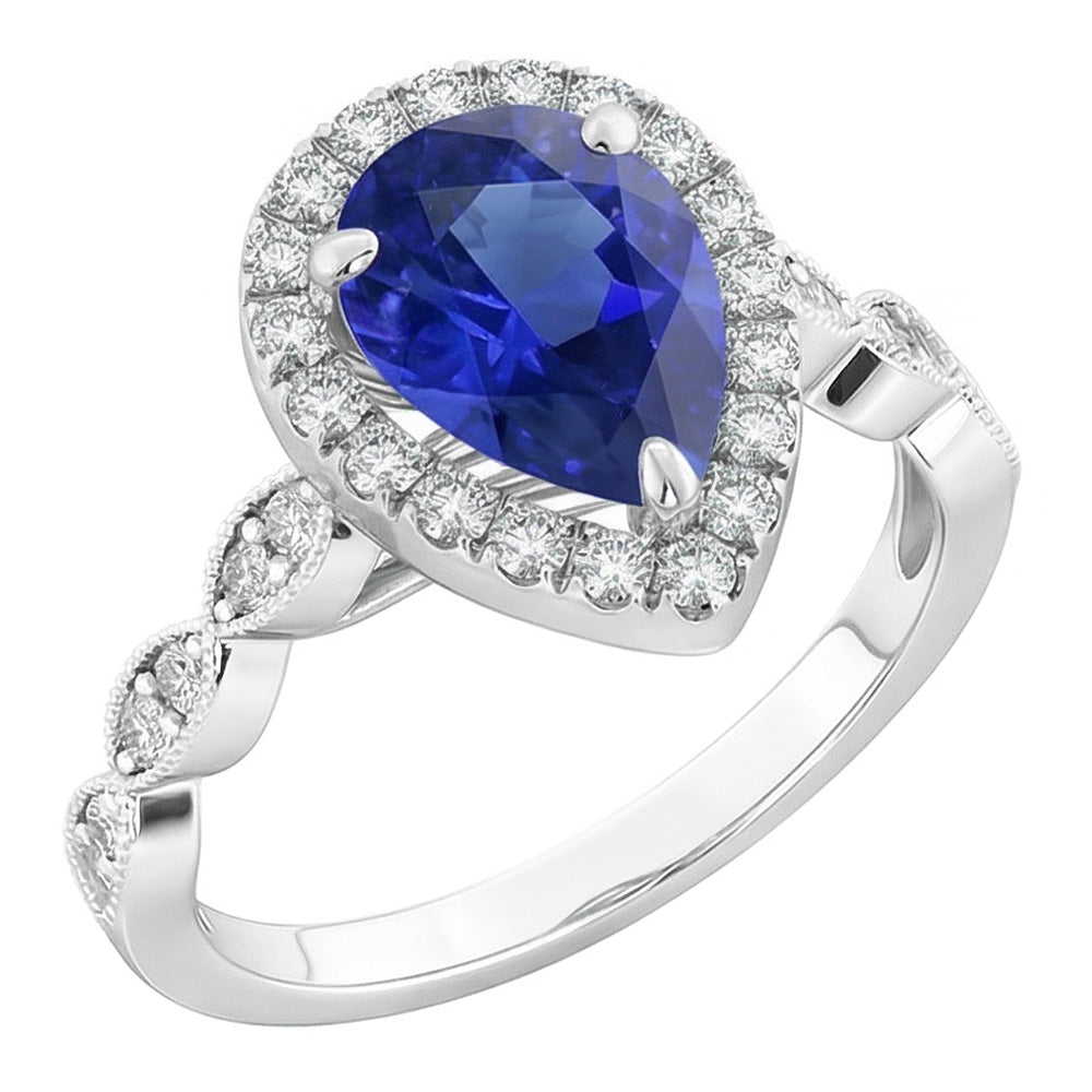 Natürlicher Royalblauer Saphir Edelstein-Ring – 14 Karat