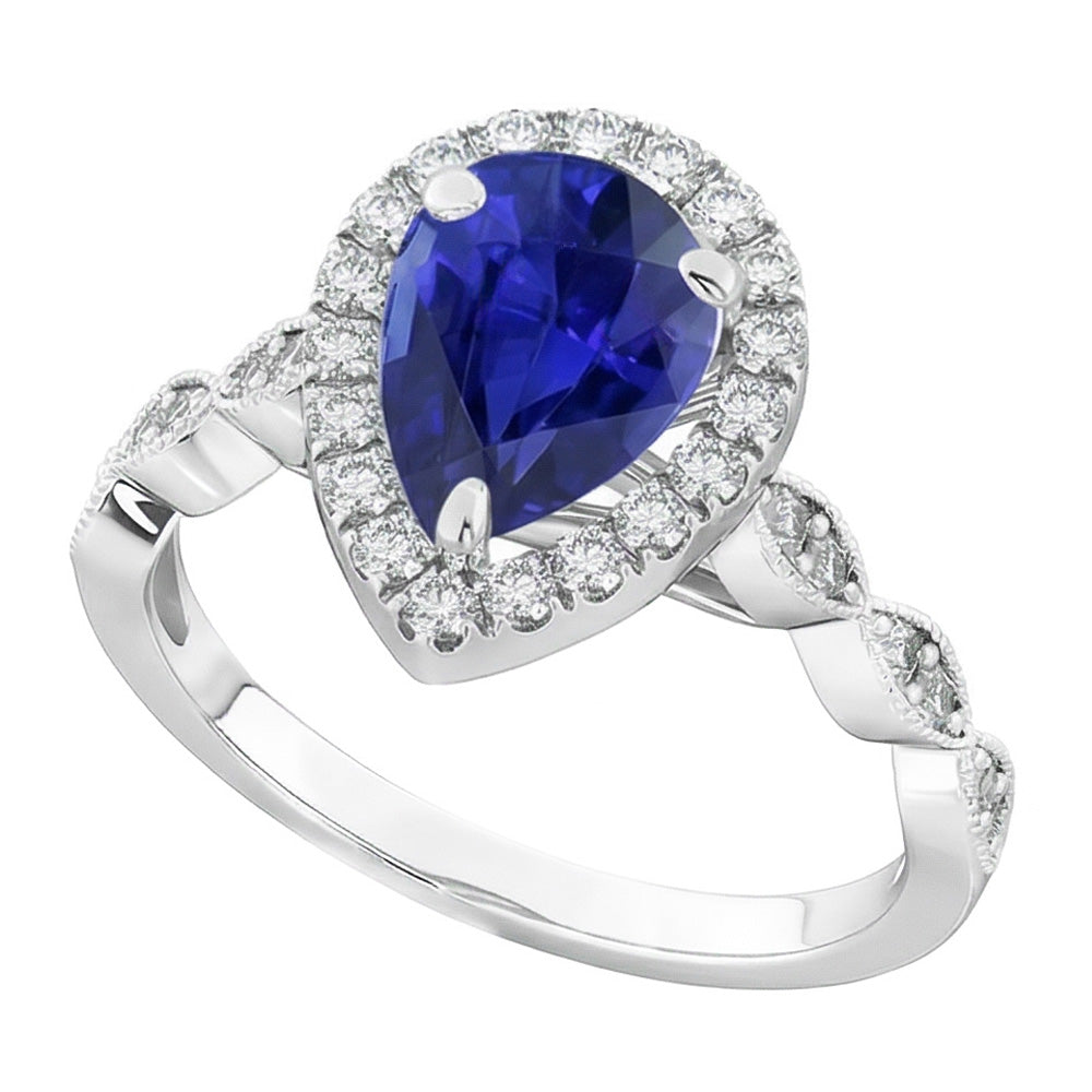 Natürlicher Royalblauer Saphir Edelstein-Ring – 14 Karat