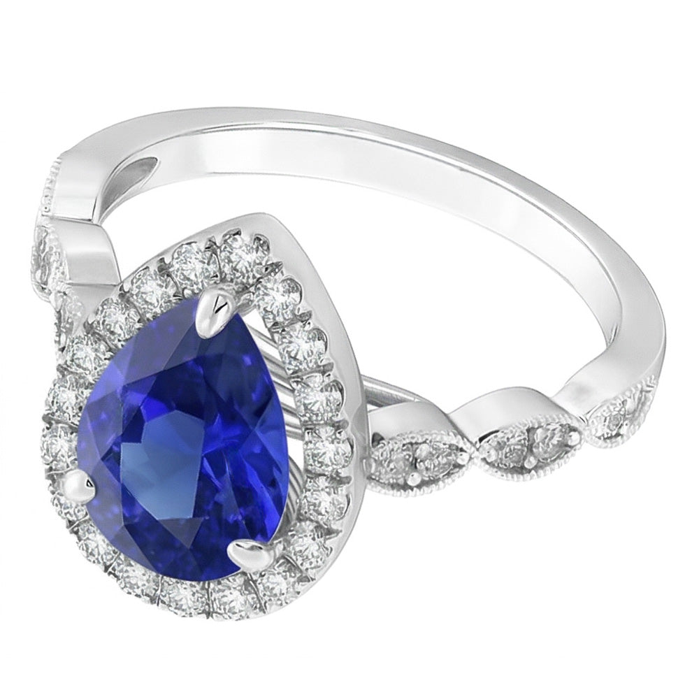 Natürlicher Royalblauer Saphir Edelstein-Ring – 14 Karat