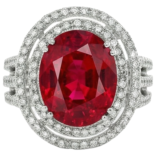 Natürlicher Rubin mit Aus der Erde Abgebauter Natürlicher Diamanten 4,5 Karat Ehering Weißgold 14K