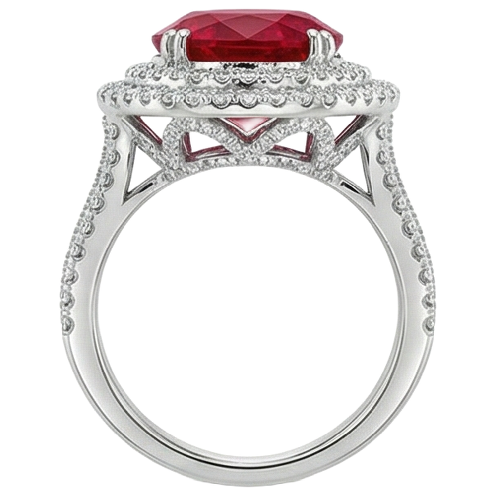 Natürlicher Rubin mit Aus der Erde Abgebauter Natürlicher Diamanten 4,5 Karat Ehering Weißgold 14K