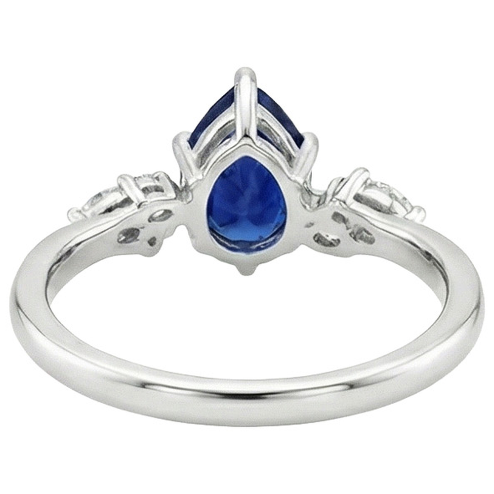Natürlicher birnenblauer Saphir & Marquise, Ring mit runden Aus der Erde Abgebauter Natürlicher Diamanten 6,75 Karat