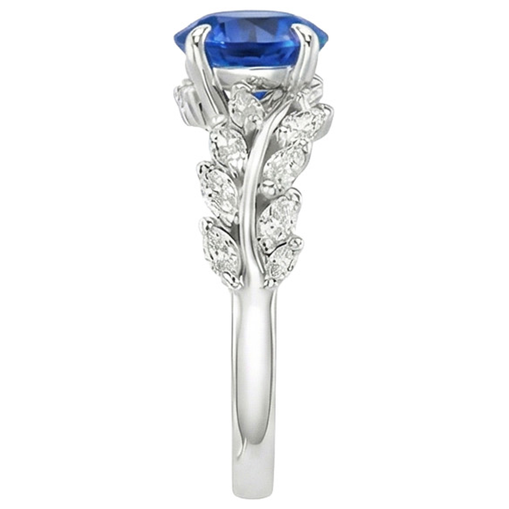 Natürlicher blauer Saphir & Marquise Aus der Erde Abgebauter Natürlicher Diamantring mit geteiltem Schaft 3 Karat Neu