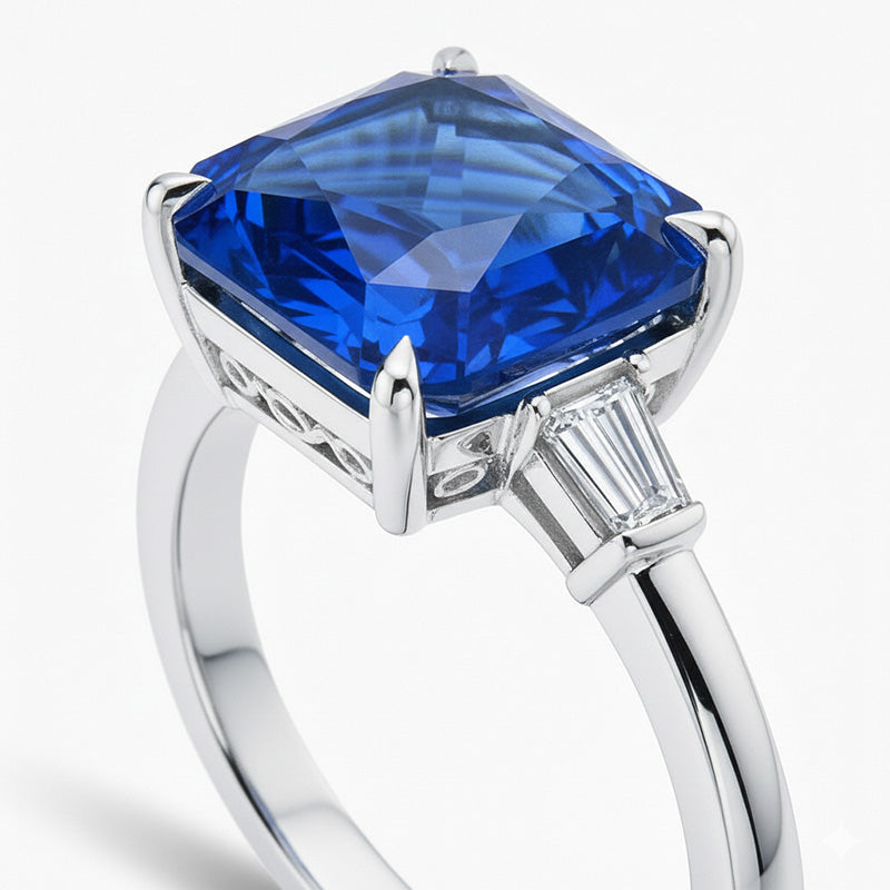 echter baguette diamant 7Karat ring Draufsicht