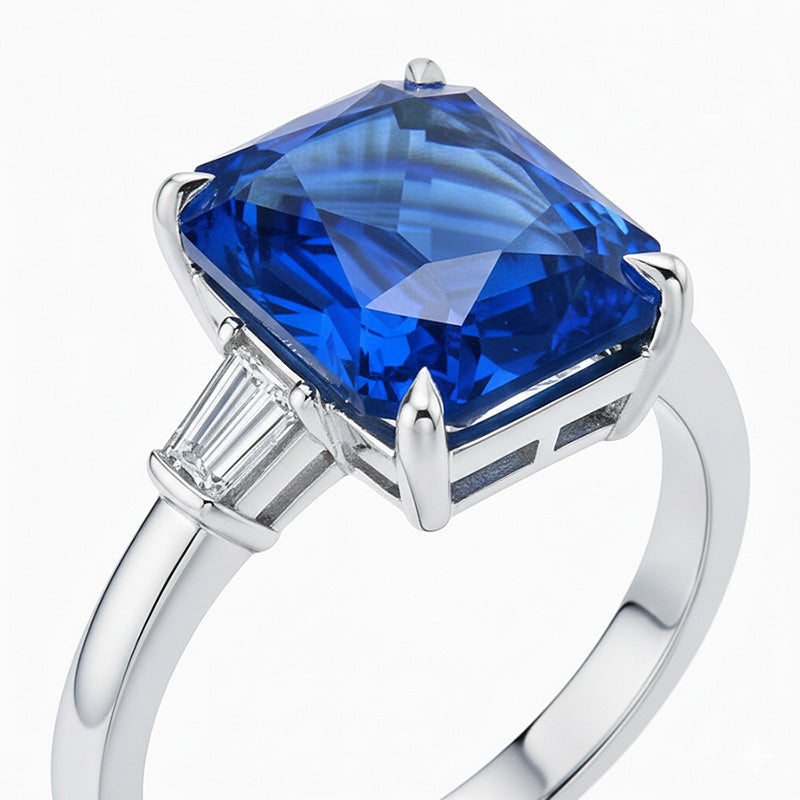 echter baguette diamant 7Karat ring Profilansicht