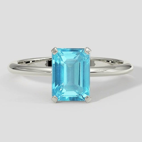 Natürlicher Paraiba-Ring im Smaragdschliff in Weißgold