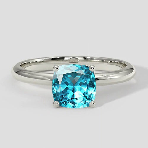 Natürlicher bläulicher Paraiba-Ring im Kissenschliff