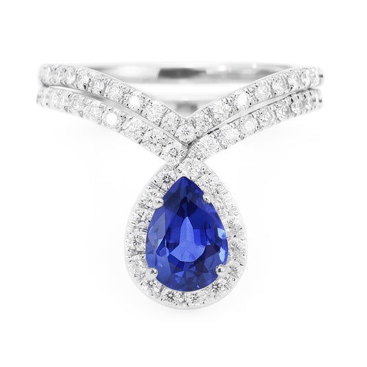 Naturreiner Hochzeitsset Blauer Saphir Edelstein-Ring 3,50 Karat