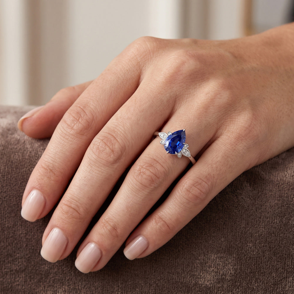 Naturreiner Kornblumenblauer Saphir Farbstein-Ring 2 Karat – 14K