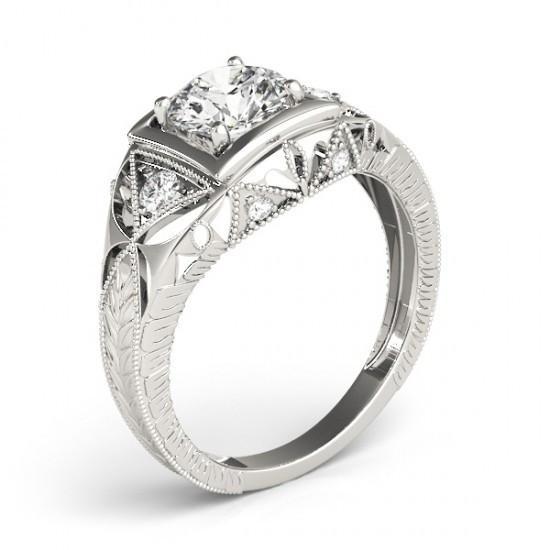 Neu 1 Karat Echt Diamant Schmuck Dame Drei Stein Ring Vintage Style