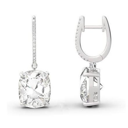 Ohrringe mit Diamanten im Kissenschliff, 2,40 Karat, echtes 14-karätiges Weißgold