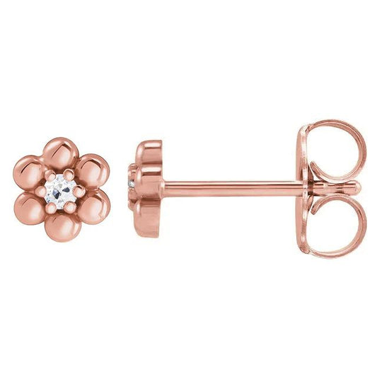 Ohrstecker im Blumenstil 2 Karat alter Bergmann Echt Diamanten Roségold