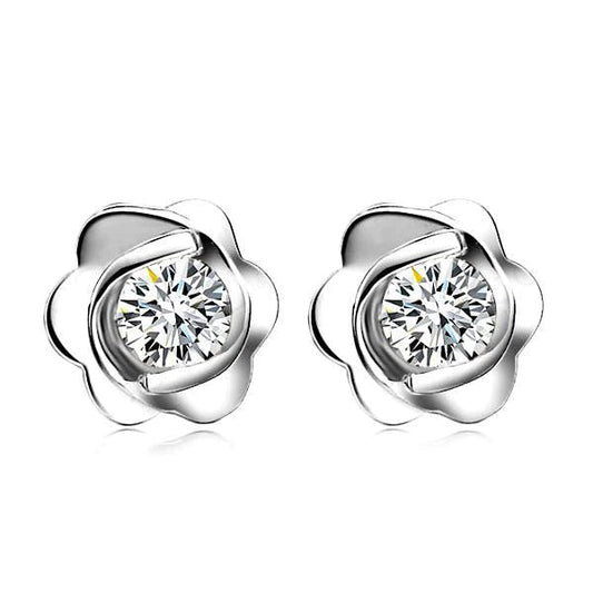 Ohrstecker im Blumenstil 2.20 ct Echt Diamanten im Rundschliff Weißgold 14K