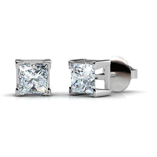 Princess Cut Diamant Ohrstecker 1,60 Kt Weißgold 14K - harrychadent.de