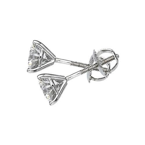 Ohrstecker mit runden Echt Diamanten 2,80 Karat Diamant Martini Style YG