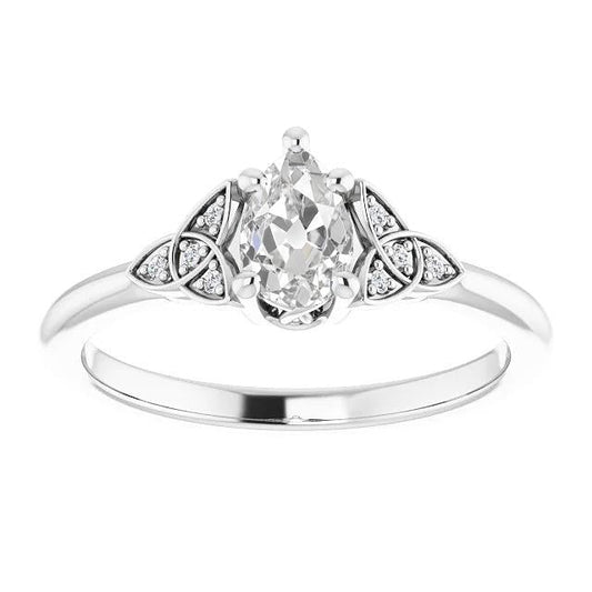 Old Cut Birne Echt Diamant Ehering Knotenstil 2.75 Karat