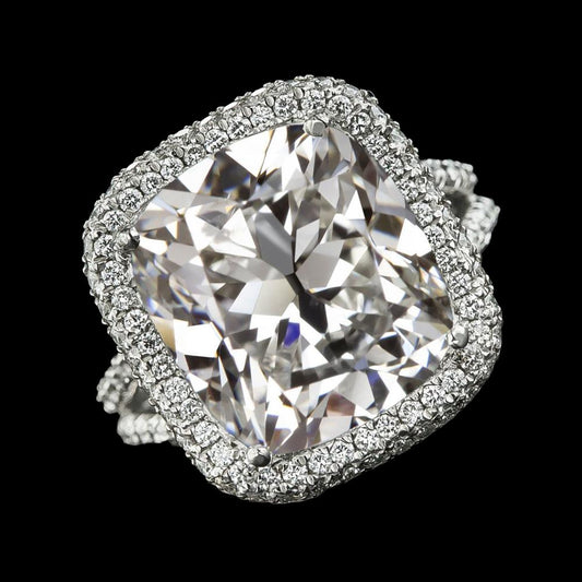 Old Cut Kissen Echt Diamant Halo Ring Gold Split Shank 9.85 Karat