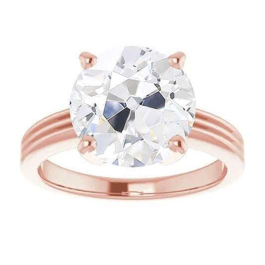 Old Mine Cut Echt Diamant Solitaire Ring 5 Karat Roségold Schmuck