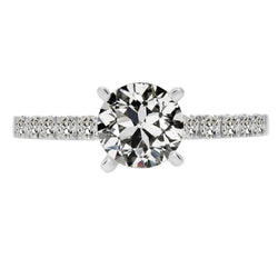Antik-Kissen-Schliff Edler Diamant Akzent-Solitär-Ring in 14