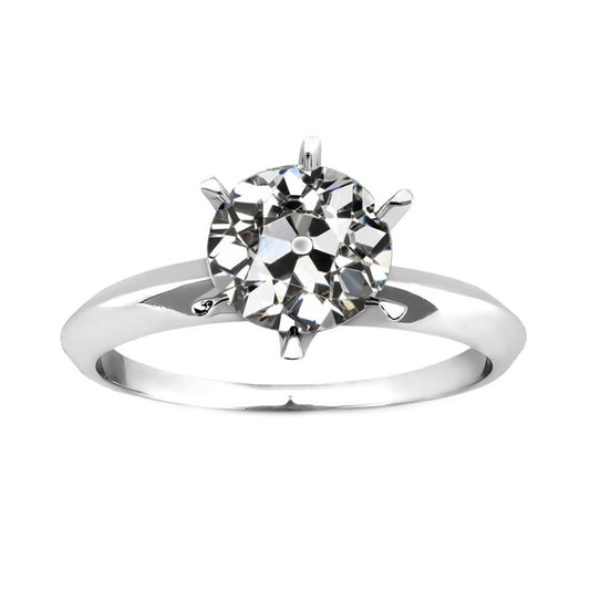 Erdgewonnener Brillant Einzelstein-Ring 2 Karat 14K Weißgold – Hauptansicht