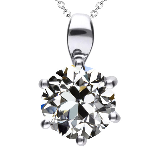 Brillant Old Mine Cut Anhänger-Halskette in 14K Weißgold – Hauptansicht