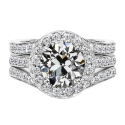 Handgefertigter Diamant Halo-Verlobungsring 2 Karat