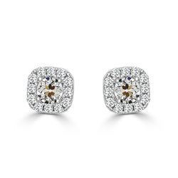 Ohrhänger 14K Weißgold – Diamant Antik-Kissen-Schliff 1 Karat
